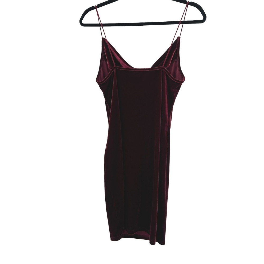 Velvet Cowl Neck Bodycon Dress L Burgundy Midi Y2K Dark Romantic Date Night - Picture 7 of 9